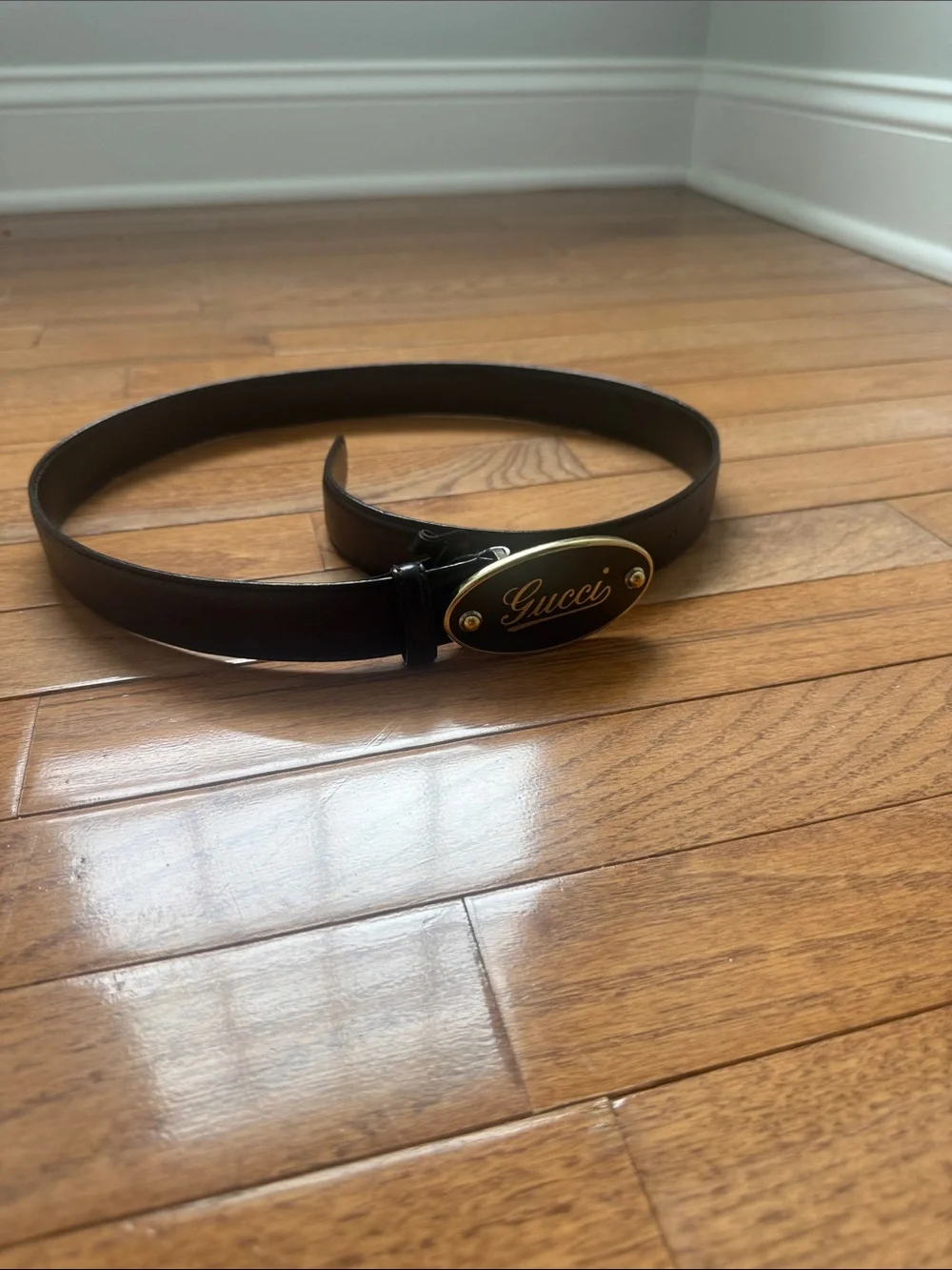 Gucci Black Leather Womens Logo Buckle Belt